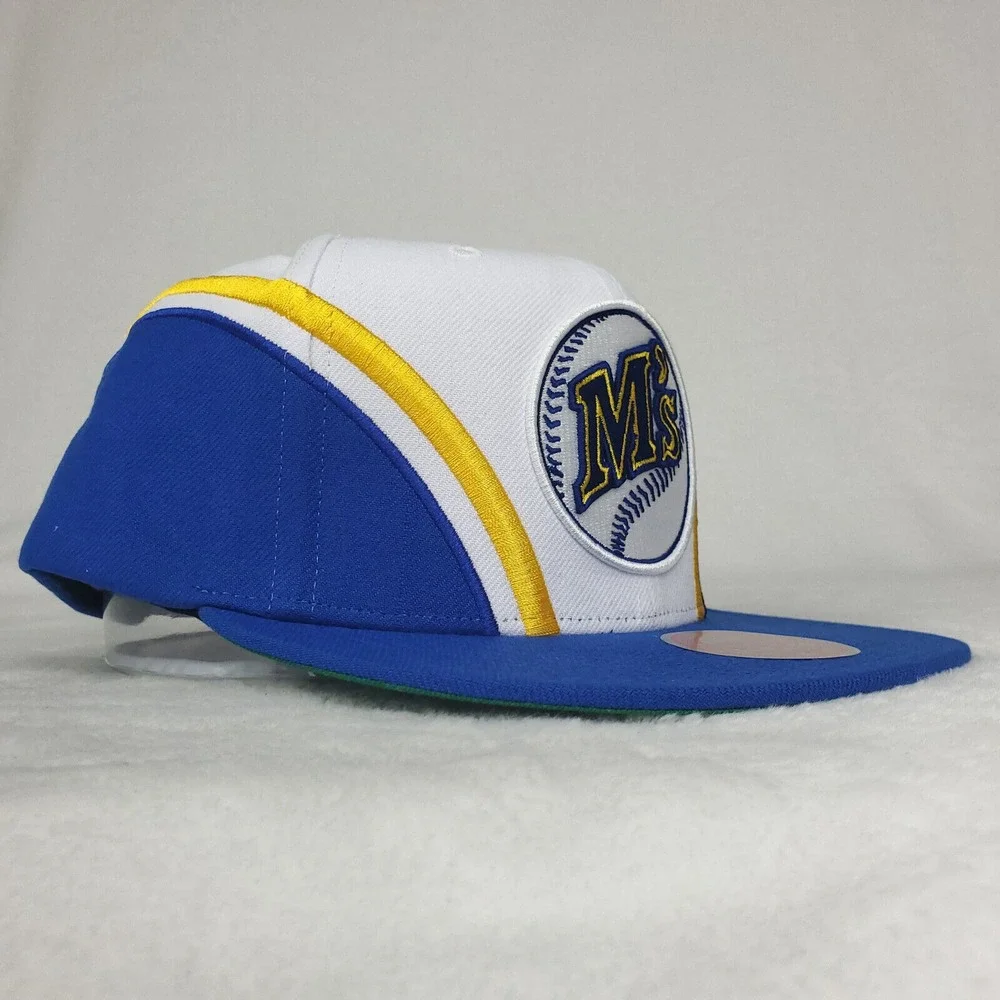 Seattle Mariners‎ Mitchell & Ness MLB Snapback Hat Cap 3D Logo Blue White NWT